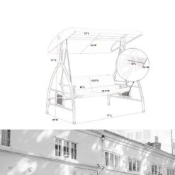 Outdoor 3 Person Swing With Cushions & Side Table - Captiva Designs -Crosley Shop GUEST 009450ac 1e16 43d8 bc3c 750946d9b191