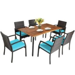 Tangkula 7- Piece Patio Dining Furniture Set Acacia Wood And Wicker Dining Table Armchairs Navy/Red/White/Turquoise 21 Tangkula 7- Piece Patio Dining Furniture Set Acacia Wood And Wicker Dining Table Armchairs Navy/Red/White/Turquoise -Crosley Shop GUEST 0096562e 4f37 4aab b547 a40f7df3e92d