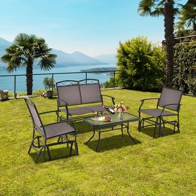 Costway 2pcs Patio Glider Set Single Swing Rocking Chair Heavy-Duty Metal Frame Outdoor 9 Costway 2pcs Patio Glider Set Single Swing Rocking Chair Heavy-Duty Metal Frame Outdoor - Image 7