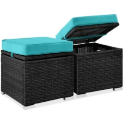 Best Choice Products Set Of 2 Wicker Ottomans, Multipurpose Furniture W/ Removable Cushions, Steel Frame -Crosley Shop GUEST 016b329a 169a 4884 b126 1b6cbdc09f89