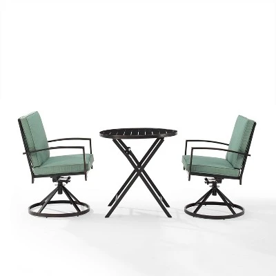 3pc Kaplan Outdoor Steel Bistro Set Mist/Bronze - Crosley 8 3pc Kaplan Outdoor Steel Bistro Set Mist/Bronze - Crosley - Image 6