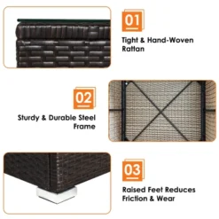 Costway 7PCS Patio Rattan Furniture Set Sectional Sofa Cushioned Glass Table Steel Frame -Crosley Shop GUEST 01ce3d87 88c9 4129 833f a9e4903b396b