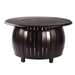 Oakland Living 5pc Deep Seating Swivel Aluminum Outdoor Patio Fire Pit Dining Set With Round Fire Table With Stripe Patterned Lid Copper -Crosley Shop GUEST 0208c505 78a8 4a59 b3b4 1bf3009ebe97