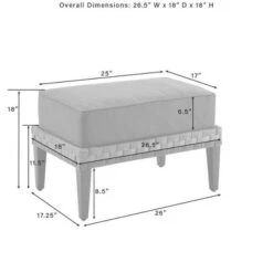 Prescott Outdoor Wicker Ottoman - Blue/Brown - Crosley -Crosley Shop GUEST 026335c1 99a7 46b7 8857 73f44c6fc1ff
