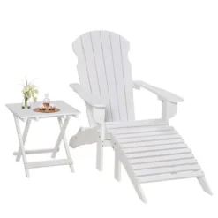 Outsunny 3-Piece Folding Adirondack Chair Set With Ottoman And Side Table, Outdoor Wooden Accent Furniture Fire Pit Lounge Chairs For Patio -Crosley Shop GUEST 0270cb9d c560 485d b77d 461d568d81be