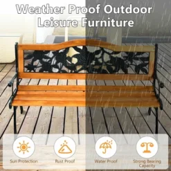 Patio Park Garden Bench Porch Path Chair Furniture Cast Iron Hardwood 17 Patio Park Garden Bench Porch Path Chair Furniture Cast Iron Hardwood -Crosley Shop GUEST 02c9c294 e0ee 48be 8efc ee142433777e