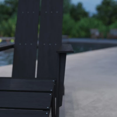 Merrick Lane Adirondack Modern Slatted Back Patio Chair With Accompanying Foot Ottoman 7 Merrick Lane Adirondack Modern Slatted Back Patio Chair With Accompanying Foot Ottoman - Image 5