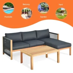 Costway 3PCS Patio Sofa Furniture Set Thick Cushion Acacia Wood -Crosley Shop GUEST 02cf7abc 7bfd 480f bd74 fa0a1c3cbb25