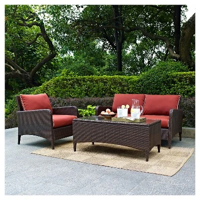 Kiawah 3 Piece Outdoor Wicker Seating Set Sangria - Crosley 6 Kiawah 3 Piece Outdoor Wicker Seating Set Sangria - Crosley - Image 4