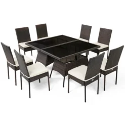 Costway 10 PCS Patio Rattan Dining Set Glass Table High Back Chair Garden Deck Mix Brown 18 Costway 10 PCS Patio Rattan Dining Set Glass Table High Back Chair Garden Deck Mix Brown -Crosley Shop GUEST 04729977 a2cc 4fb6 b82f 4d81343e6512