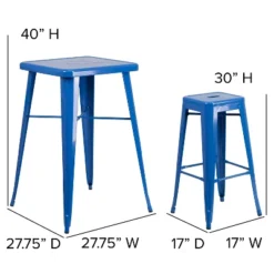 Flash Furniture Commercial Grade 23.75" Square Metal Indoor-Outdoor Bar Table Set With 2 Square Seat Backless Stools -Crosley Shop GUEST 05323e47 30ea 42c0 ac4a 312a00ce29d1