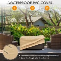 Costway 8PCS Patio Rattan Furniture Set Fire Pit Table Tank Holder Cover Deck Off White/Black/Navy/Red/Turquoise -Crosley Shop GUEST 055ea75f 387d 40da 8c8e 3432f0afde3f