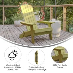 Emma And Oliver Set Of 4 Indoor/Outdoor Poly Resin Folding Adirondack Chairs, All-Weather Chairs For Porch, Patio, Or Sunroom -Crosley Shop GUEST 05691b8f fe0b 4918 9422 fb98d4e976dc