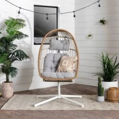 Toluca Hanging Outdoor Boho Egg Chair With Cushion - Saracina Home -Crosley Shop GUEST 05e77d11 5bc0 4aed 8be6 80ea07404972