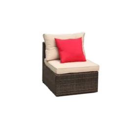 5pc Wicker Patio Sectional Seating Set With Shallow Cushions - Brown - GODEER -Crosley Shop GUEST 0692805f b68c 4735 a11b df49409a9b9f