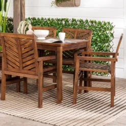 7pc Slatted Chevron Acacia Patio Dining Set - Saracina Home -Crosley Shop GUEST 0739b11c 311d 443b 9be9 5f58fdbea9ef