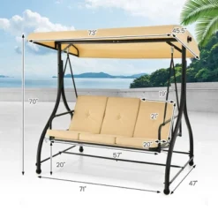 Tangkula 3-Seat Outdoor Converting Patio Swing Glider Adjustable Canopy Porch Swing -Crosley Shop GUEST 07dba4f0 8331 4b5c b8f4 d5c48b87bba2