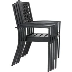 7pc Metal Patio Dining Set With Rectangular Umbrella Table & 6 Stackable Chairs - Captiva Designs -Crosley Shop GUEST 07e79fd1 84d8 4f2d 9ebd 3886460834a8