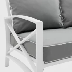 Kaplan Outdoor Metal Sofa White With Gray Cushions - Crosley -Crosley Shop GUEST 08547770 d3f2 4d34 8c3d acf4adab34f7