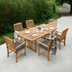 7pc Rowlette Teak Patio Dining Set With Cushion - Cambridge Casual 19 7pc Rowlette Teak Patio Dining Set With Cushion - Cambridge Casual -Crosley Shop GUEST 08beced1 591d 46e0 aee0 c6750976357f