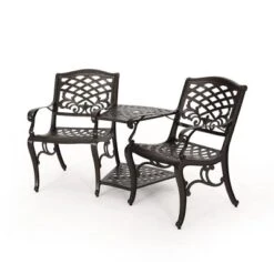 Sarasota Cast Aluminum Adjoining Patio Chair - Bronze - Christopher Knight Home