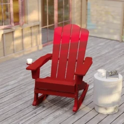 Flash Furniture Newport HDPE Adirondack Chair With Cup Holder And Pull Out Ottoman, All-Weather HDPE Indoor/Outdoor Chair -Crosley Shop GUEST 0963ee92 ab51 45d8 ad6e abec3d0e31c6