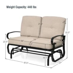 Costway 2-Person Outdoor Swing Glider Chair Bench Loveseat Cushioned Sofa BlueBeige -Crosley Shop GUEST 097610da c8f2 46b7 ae7d 8a4e4243fc77