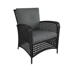 2pk Steel Woven Wicker Lounge Chairs With Cushions - Black/Gray - Room & Joy -Crosley Shop GUEST 0a4e2d4a 225d 448c 8adf 06f404cb9028