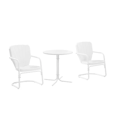 Ridgeland 3pc Outdoor Bistro Set With Table & 2 Chairs - White - Crosley 7 Ridgeland 3pc Outdoor Bistro Set With Table & 2 Chairs - White - Crosley - Image 5