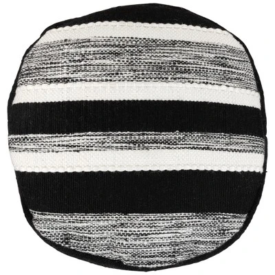 Northlight 18" Black And White Striped Outdoor Woven Pouf Ottoman 4 Northlight 18" Black And White Striped Outdoor Woven Pouf Ottoman - Image 3