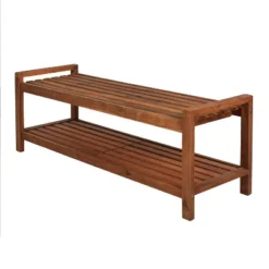 Blane 3-Seat Mid-Century Modern Acacia Wood Slat Outdoor Garden Patio Bench - JONATHAN Y -Crosley Shop GUEST 0ccd6f53 a46c 4d5a bca3 01f473d00a50