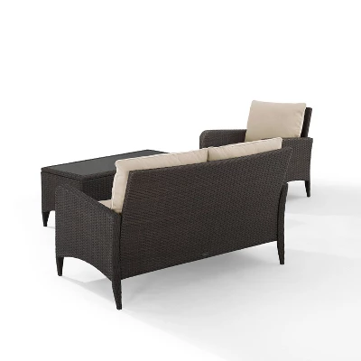 Kiawah 3pc Outdoor Wicker Conversation Set Sand - Crosley 4 Kiawah 3pc Outdoor Wicker Conversation Set Sand - Crosley - Image 2