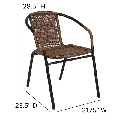 Emma And Oliver 2 Pack Rattan Indoor-Outdoor Restaurant Stack Chair With Curved Back 6 Emma And Oliver 2 Pack Rattan Indoor-Outdoor Restaurant Stack Chair With Curved Back - Image 4
