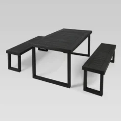 Nestor 3pc Acacia Wood Picnic Set - Dark Gray - Christopher Knight Home