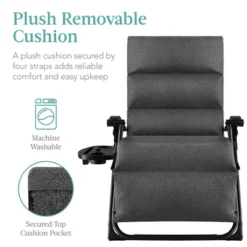 Best Choice Products Oversized Zero Gravity Chair, Folding Recliner W/ Removable Cushion, Side Tray