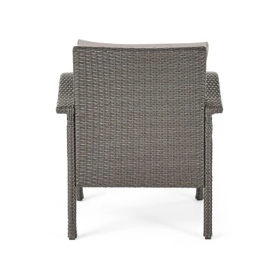 Keana 5pc Faux Rattan Club Chair & Fire Pit Chat Set - Christopher Knight Home 11 Keana 5pc Faux Rattan Club Chair & Fire Pit Chat Set - Christopher Knight Home - Image 9