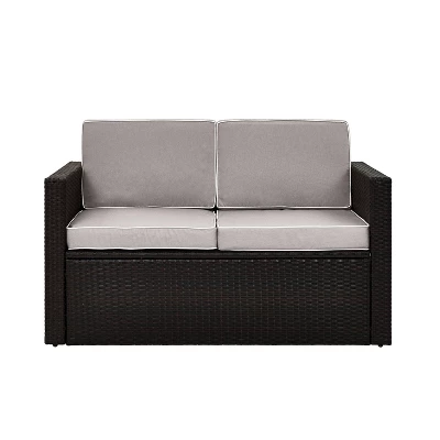 Palm Harbor Outdoor Wicker Loveseat In Brown With Gray Cushions - Crosley 4 Palm Harbor Outdoor Wicker Loveseat In Brown With Gray Cushions - Crosley - Image 2