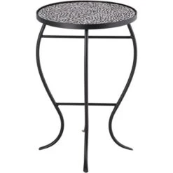 Teal Island Designs Modern Black Round Outdoor Accent Side Table 14" Wide Free-Form Mosaic Tabletop For Front Porch Patio Home House Balcony -Crosley Shop GUEST 0fa41e6c 3006 4366 a5a7 4194a0430a25