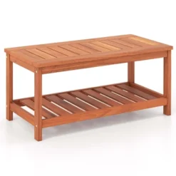 Costway Patio Coffee Table 2-Tier Outdoor Side Rectangle Side Table Solid Wood Porch -Crosley Shop GUEST 10005b69 6da7 460f 9a43 48eff7b71f1f