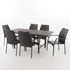 Alexandria 7pc Wicker Dining Set - Multibrown - Christopher Knight Home