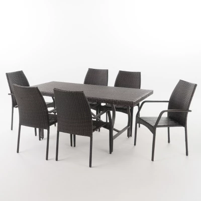 Alexandria 7pc Wicker Dining Set - Multibrown - Christopher Knight Home 3 Alexandria 7pc Wicker Dining Set - Multibrown - Christopher Knight Home