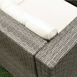 4pc Wicker Patio Sectional Seating Set With Cushions - Gray/Beige - GODEER -Crosley Shop GUEST 1031d6c5 d106 4bf0 84cb f9f72548f41b