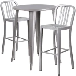 Flash Furniture Commercial Grade 30" Round Metal Indoor-Outdoor Bar Table Set With 2 Vertical Slat Back Stools -Crosley Shop GUEST 10d2b340 0d81 4bf9 bdd8 d1aff9711531