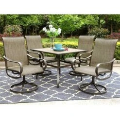 Outdoor Square Steel Dining Table - Brown - Captiva Designs -Crosley Shop GUEST 11706570 c0f9 4f64 8836 bb892f205669