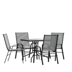 Flash Furniture 5 Piece Outdoor Patio Dining Set - Tempered Glass Patio Table, 4 Flex Comfort Stack Chairs 23 Flash Furniture 5 Piece Outdoor Patio Dining Set - Tempered Glass Patio Table, 4 Flex Comfort Stack Chairs -Crosley Shop GUEST 11755afb 3452 4bf4 b90f 32f1a091f332