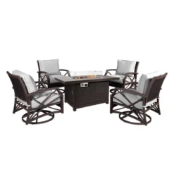 Kinger Home Novi 5-Piece Rattan Wicker Propane Fire Pit Set With An Aluminum Frame -Crosley Shop GUEST 11fbad0c 0a3a 4d41 aaf6 dc48ab49c043