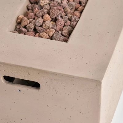 Kalo 5pc Wicker Chat Set With Fire Table - Brown/Tan/Light Gray - Christopher Knight Home 6 Kalo 5pc Wicker Chat Set With Fire Table - Brown/Tan/Light Gray - Christopher Knight Home - Image 4