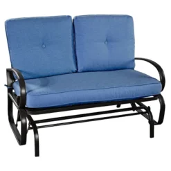 Costway Glider Outdoor Patio Rocking Bench Loveseat Cushioned Seat Steel Frame Blue 19 Costway Glider Outdoor Patio Rocking Bench Loveseat Cushioned Seat Steel Frame Blue -Crosley Shop GUEST 123ec2be c07d 4102 82bd fc8189a2ab7a