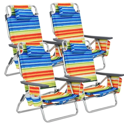 Costway 4PCS Folding Backpack Beach Chair Reclining Camping Chair W/ Storage Bag 13 Costway 4PCS Folding Backpack Beach Chair Reclining Camping Chair W/ Storage Bag - Image 11