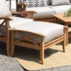 Abbington Teak Patio Ottoman With Cushion - Beige/Natural Teak - Cambridge Casual -Crosley Shop GUEST 12644409 ffc4 4779 9e8c 17852ed2c895